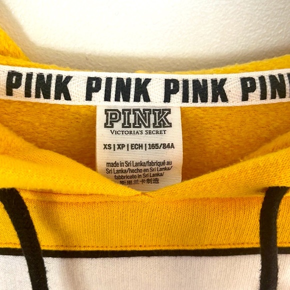 PINK Victoria’s Secret | Women’s Bright Yellow PINK Logo Pullover Hoodie XS - Picture 4 of 5